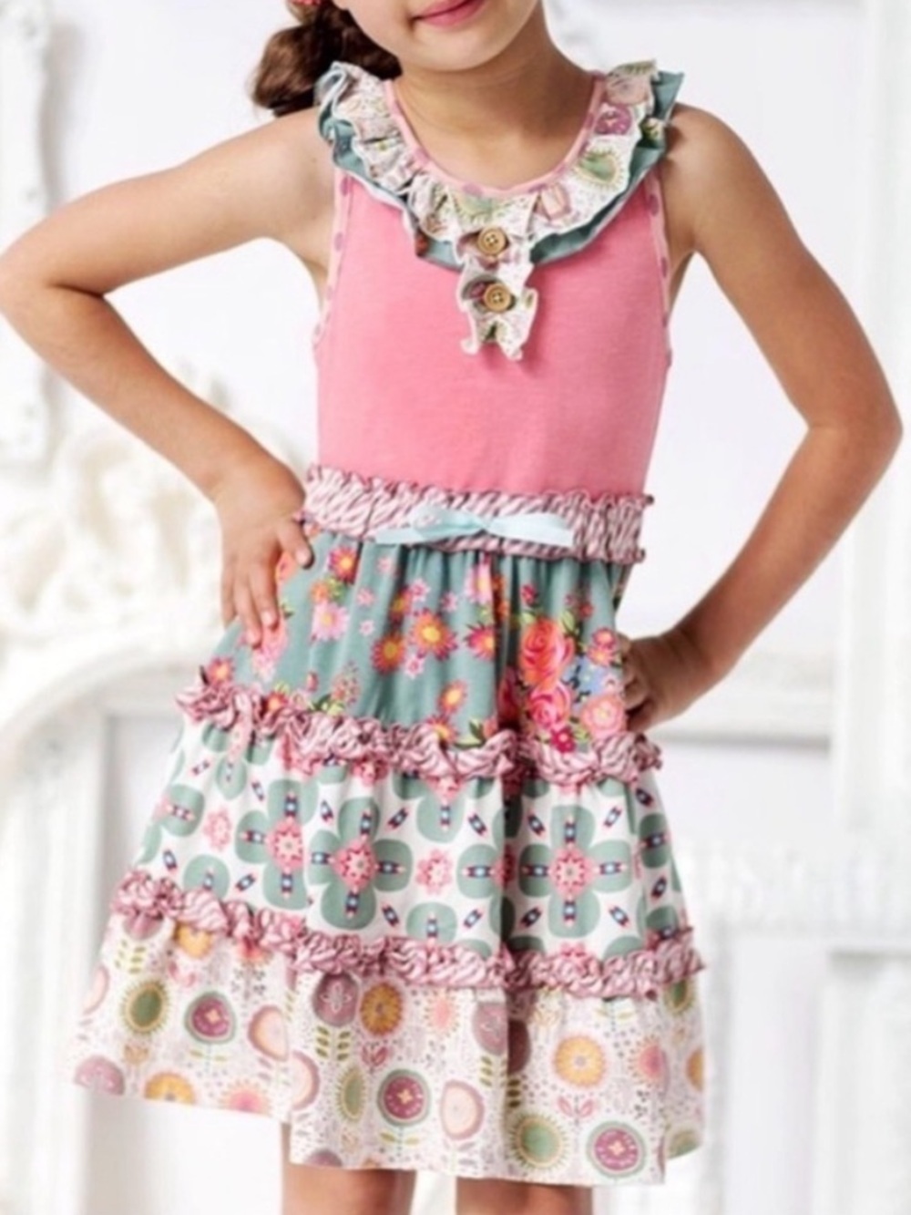 Matilda Jane Happy & Free On The Cape Dress Size 6 Floral Pink